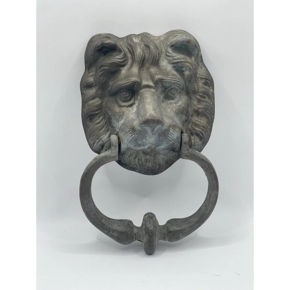 Antique Lion Head Door Knocker‎ – Cast Metal – Architectural Salvage – Vintage
